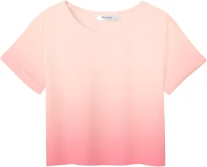Arshiner Girls Crop Tops Short Sleeve Tie Dye Summer T Shirt Crewneck Rolled Cuffs Fashion Shirts Tee