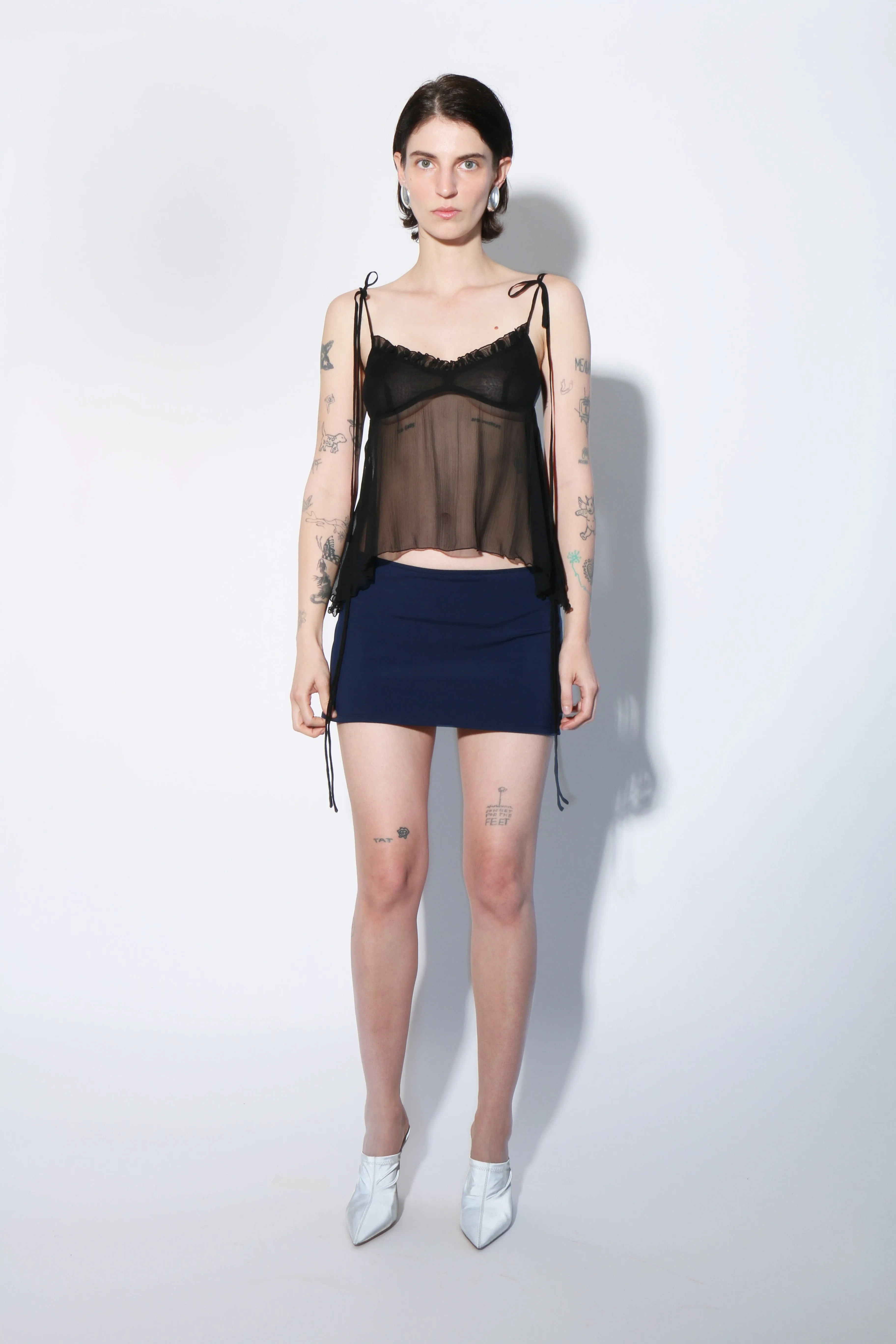 Black Ruffle Cami Top