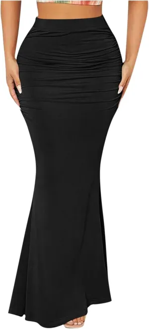 Bodycon Maxi Skirt for Women High Waist Slim Fit Mermaid Long Skirt Stretchy Sexy Clubwear Pencil Skirts
