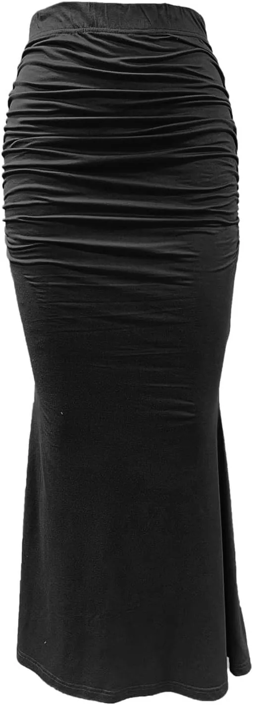 Bodycon Maxi Skirt for Women High Waist Slim Fit Mermaid Long Skirt Stretchy Sexy Clubwear Pencil Skirts
