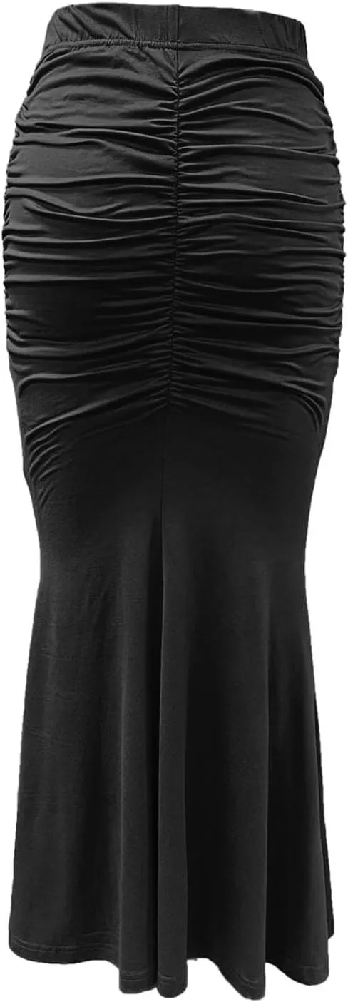 Bodycon Maxi Skirt for Women High Waist Slim Fit Mermaid Long Skirt Stretchy Sexy Clubwear Pencil Skirts