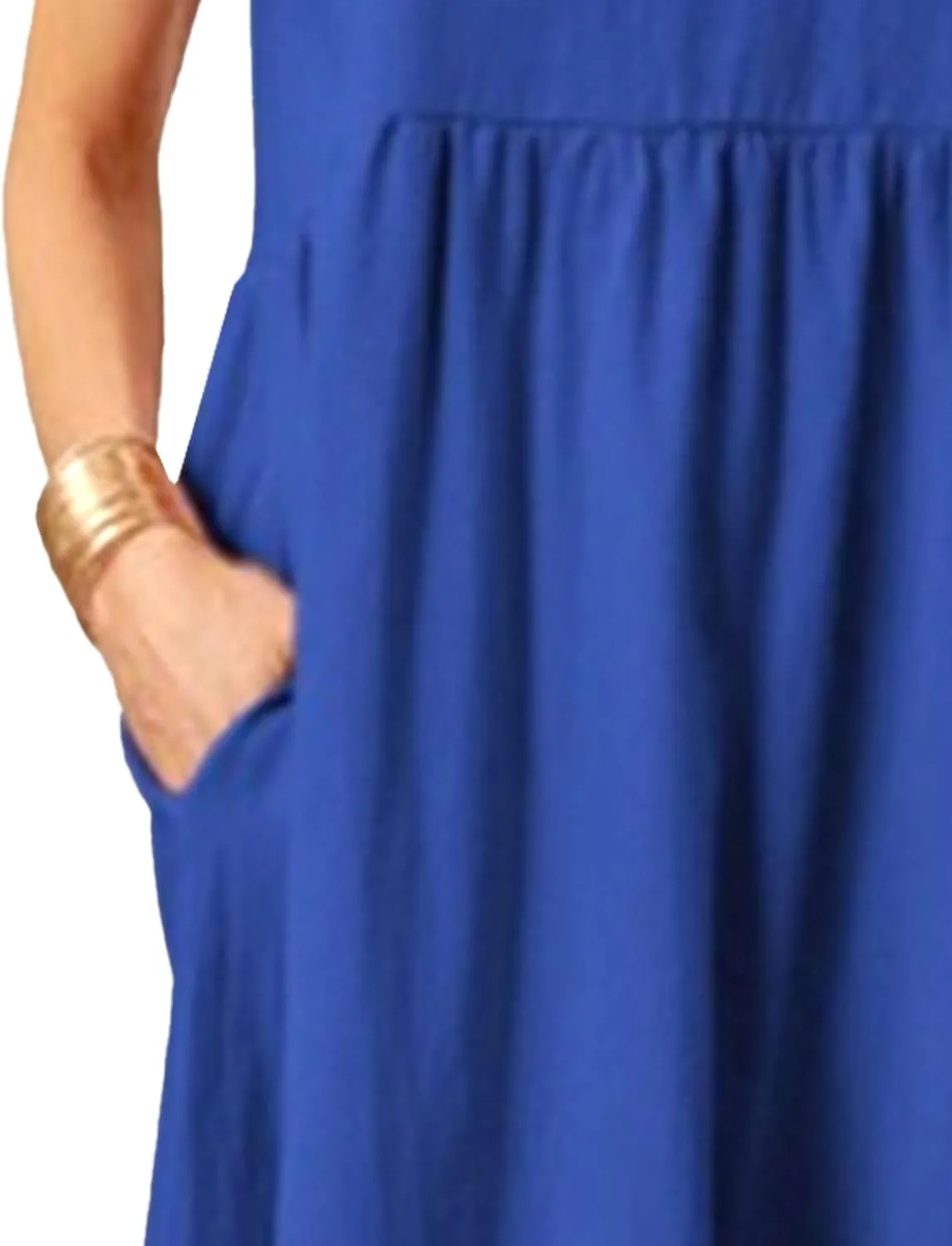 Cotton Dresses for Women Summer Short Sleeve T-Shirt Dress Casual Loose Fit Crewneck Midi Dresses with Pockets