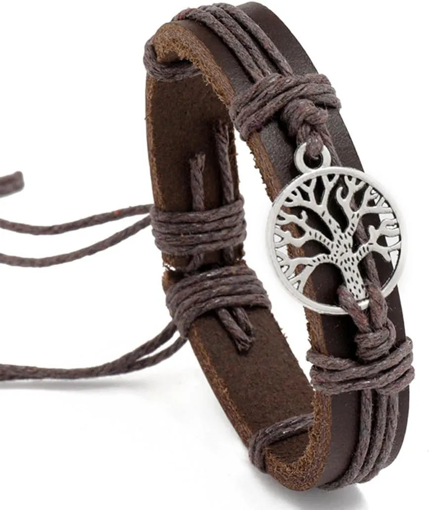 Cross Leather Bracelets Tree of Life Bracelet Black Basketball Bracelets Jewelry for Men Over 15 Years Old