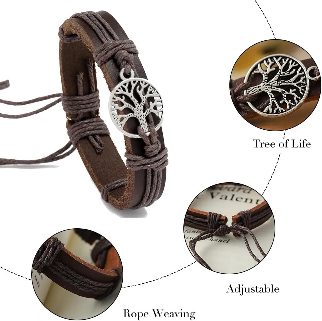 Cross Leather Bracelets Tree of Life Bracelet Black Basketball Bracelets Jewelry for Men Over 15 Years Old
