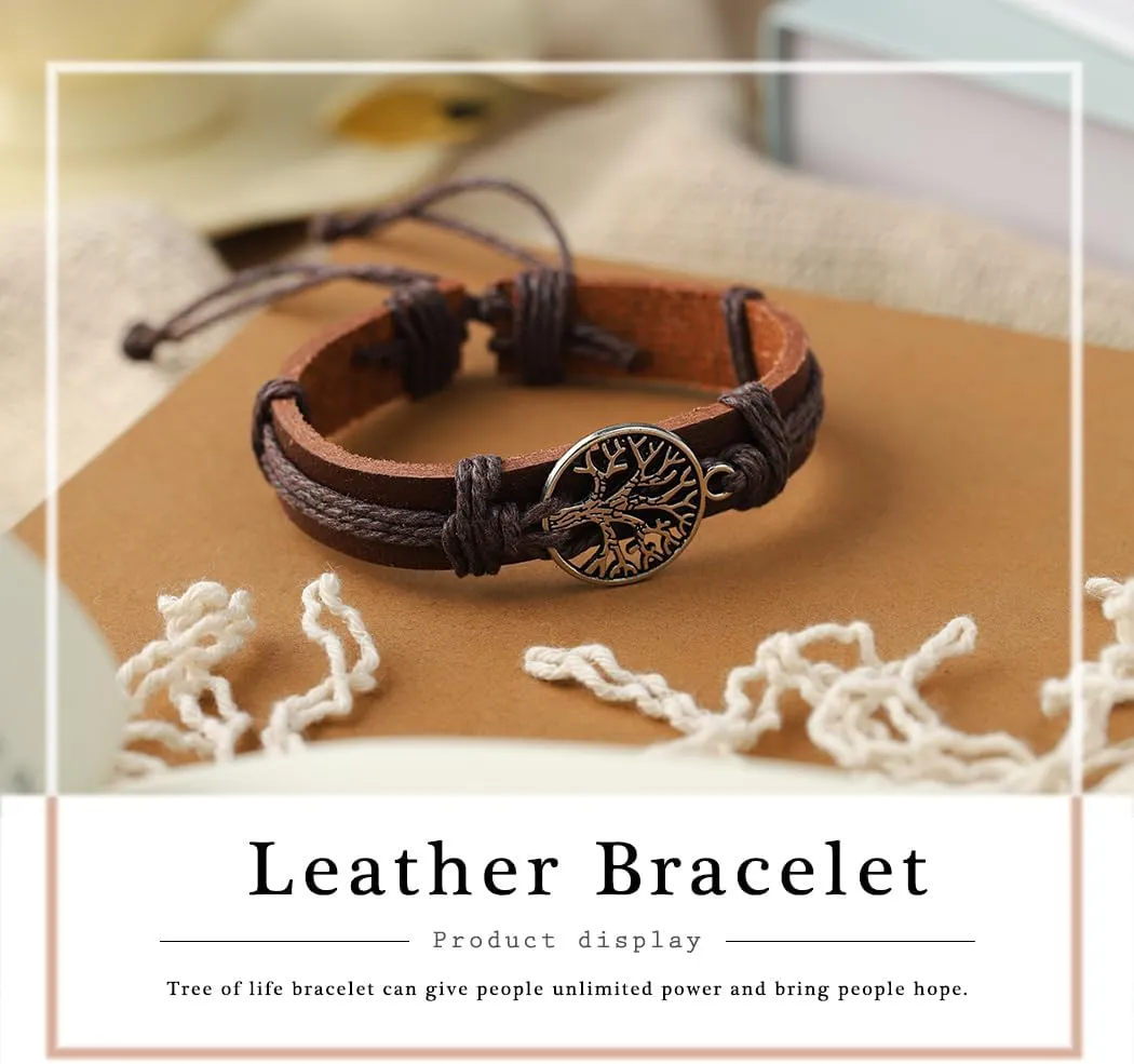 Cross Leather Bracelets Tree of Life Bracelet Black Basketball Bracelets Jewelry for Men Over 15 Years Old