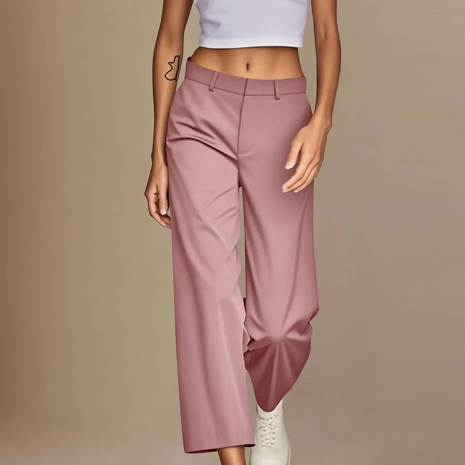Dress Pants Women High Waisted Casual Business Office Pants Slacks Wide Leg Dressy Work Trousers with Pockets