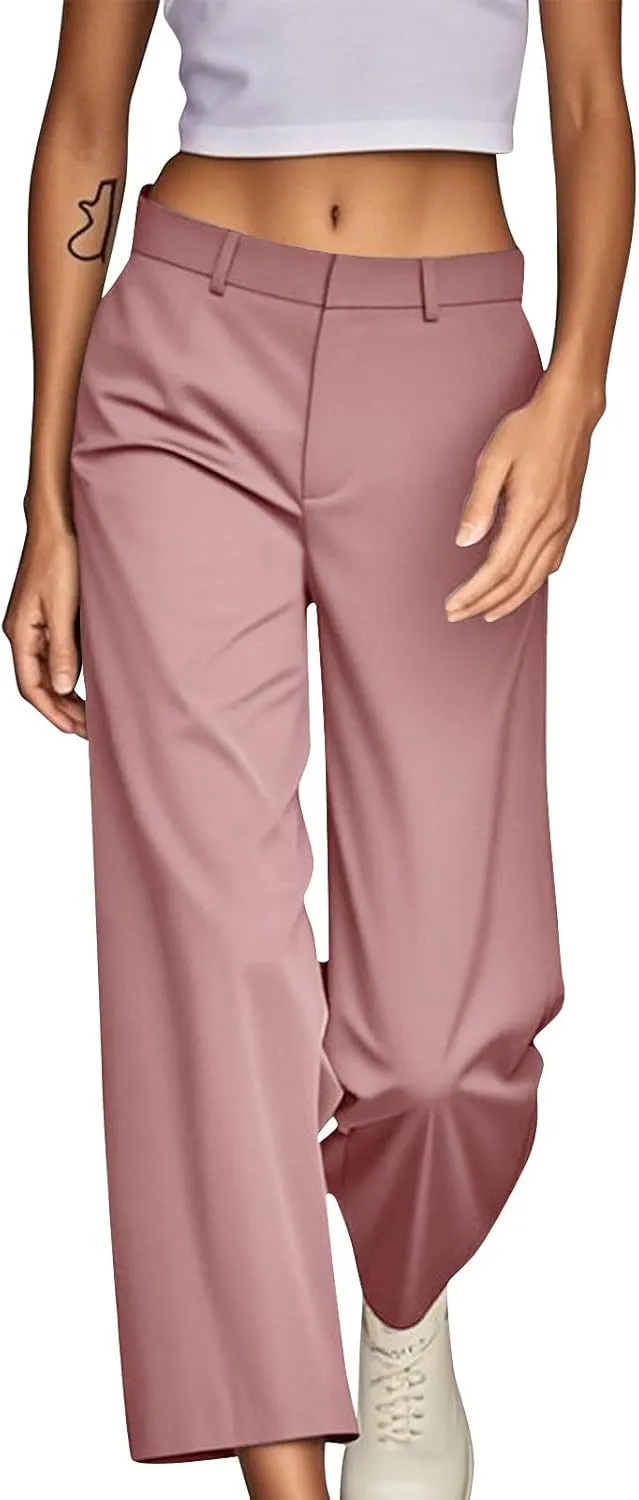 Dress Pants Women High Waisted Casual Business Office Pants Slacks Wide Leg Dressy Work Trousers with Pockets