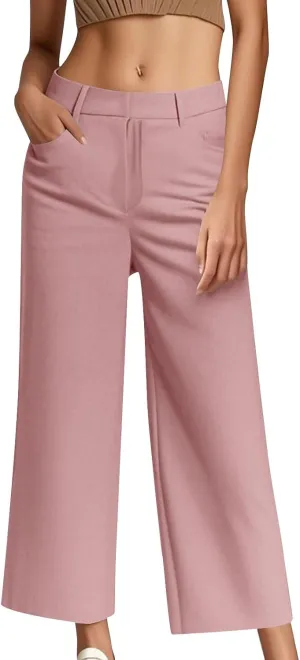 Dress Pants Women High Waisted Casual Business Office Pants Slacks Wide Leg Dressy Work Trousers with Pockets