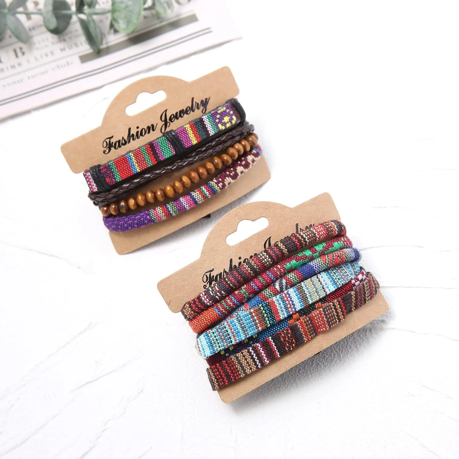 HZMAN Mix 6 Wrap Bracelets Men Women, Hemp Cords Ethnic Tribal Bracelets Wristbands (Mix 6 Wrap)