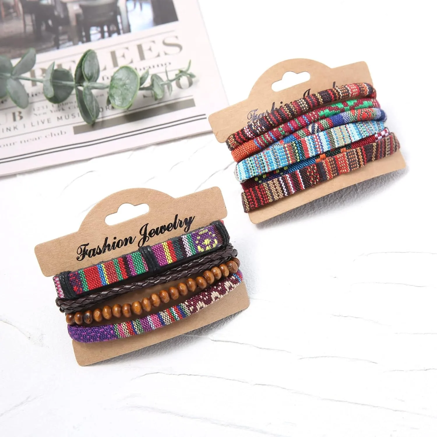HZMAN Mix 6 Wrap Bracelets Men Women, Hemp Cords Ethnic Tribal Bracelets Wristbands (Mix 6 Wrap)