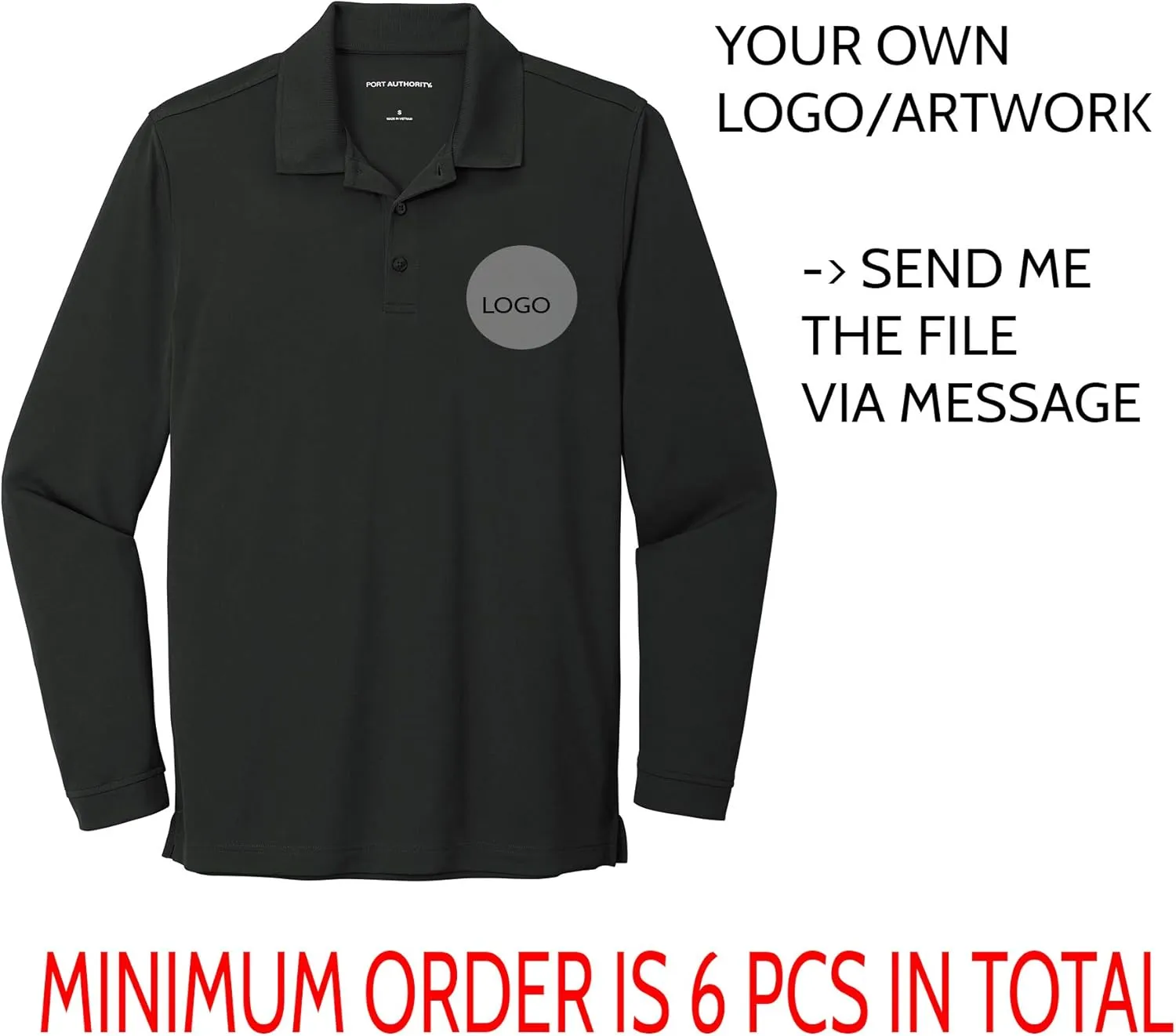 INK STITCH Custom Embroidery Stitching K110LS Men Long Sleeve Polo Shirts - 6 Colors