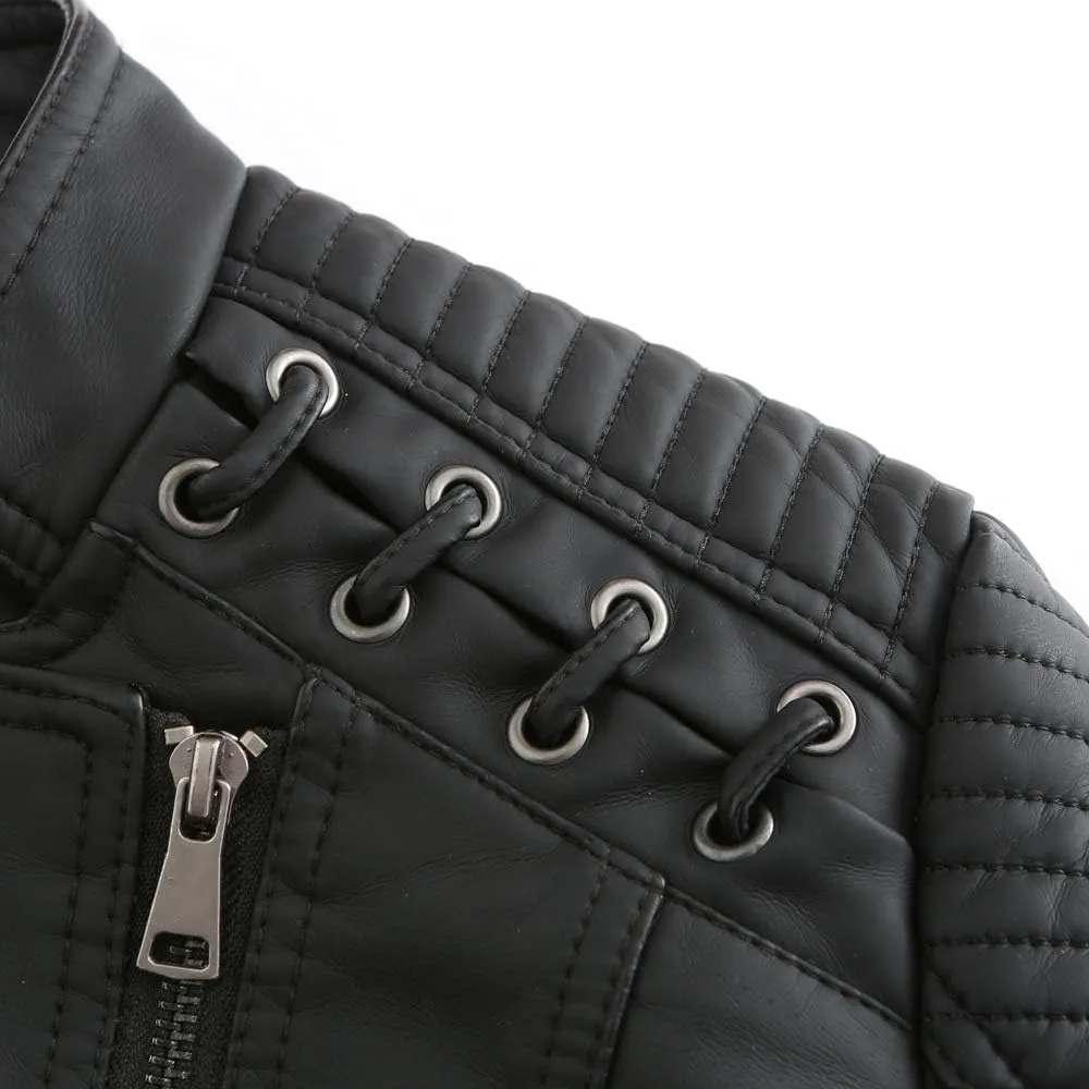 Julymens Women's Faux Leather Motorcycle Jacket Fashion Slim Fit Short Biker Coat
