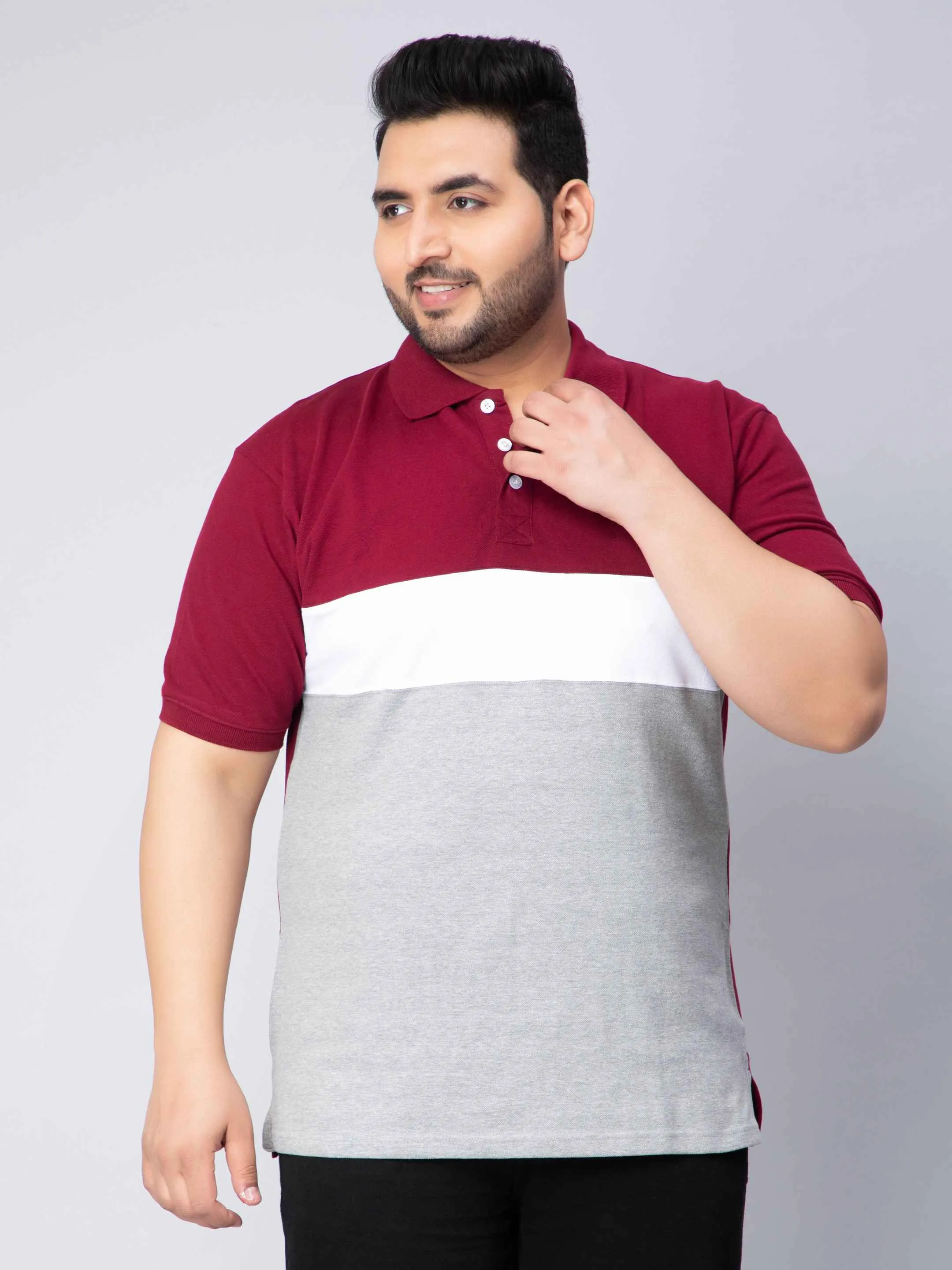 Maroon Triple Stripped Polo