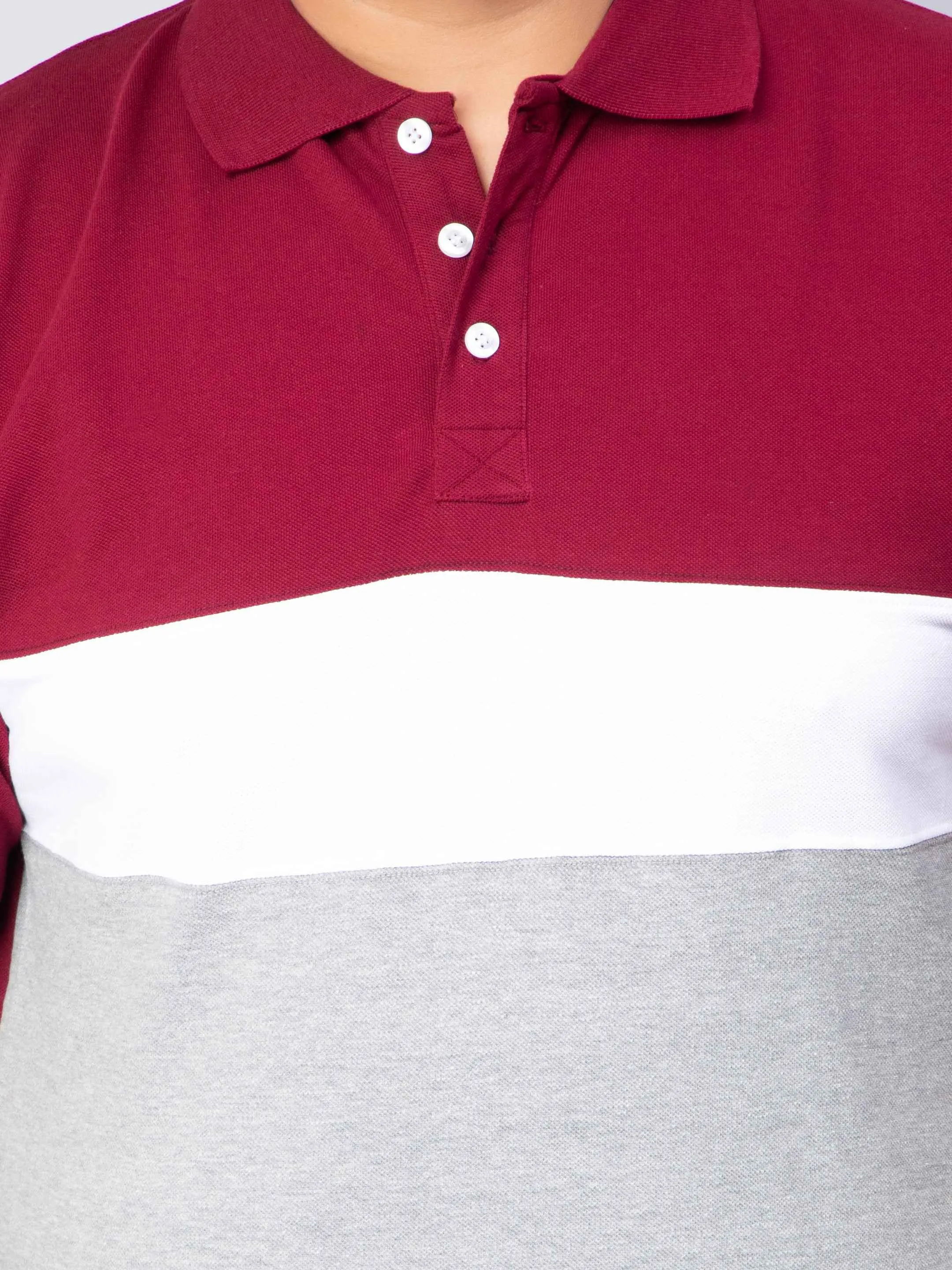Maroon Triple Stripped Polo