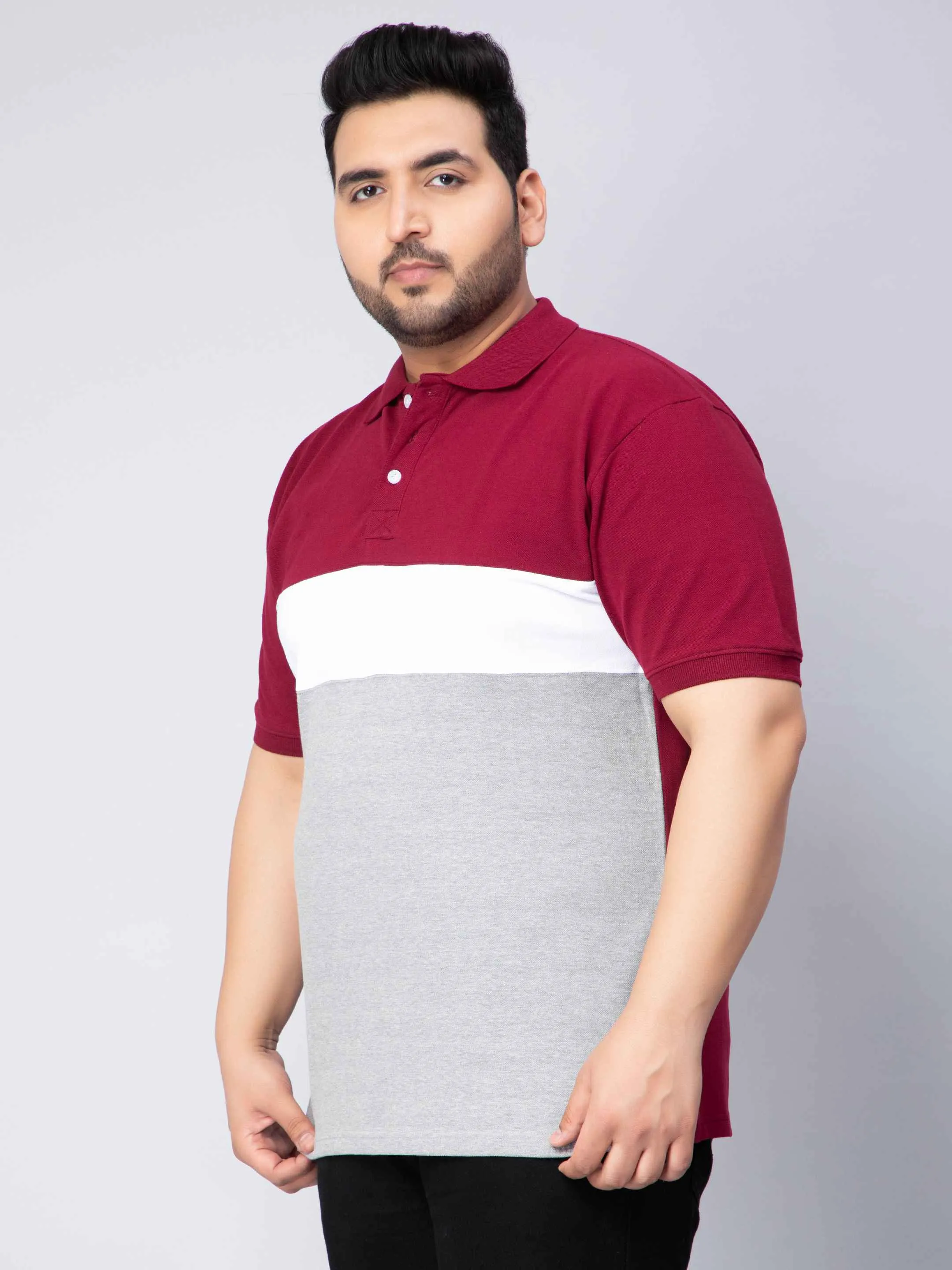 Maroon Triple Stripped Polo