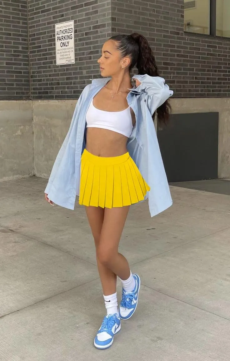 Mini Skirt Skater A-line Pleated Skirts for Women Sexy Club Y2k Skirt Elastic Waist School Girl Skirt