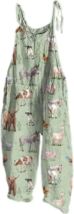 Printed Overalls for Women 2025 Casual One Piece Summer Sleeveless Jumpsuits