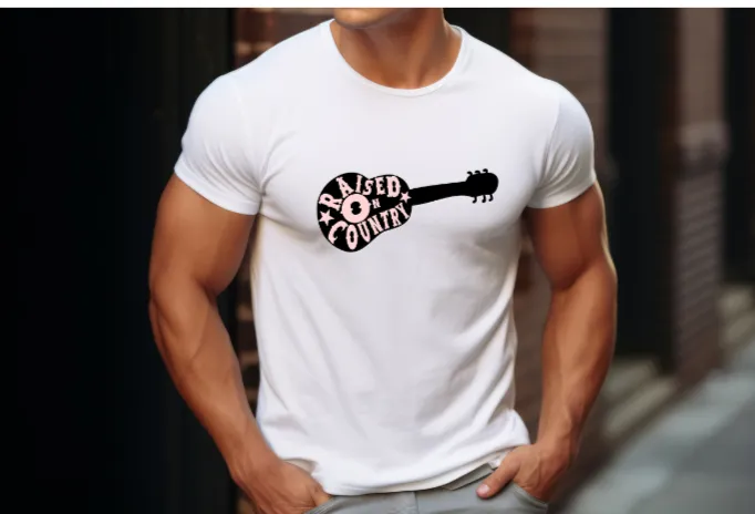 Raised on Country Music T-Shirt, Music T-Shirt, Tour T-Shirt, Festival T-Shirt, Concert T-Shirt, Casual T-Shirt, Guitar
