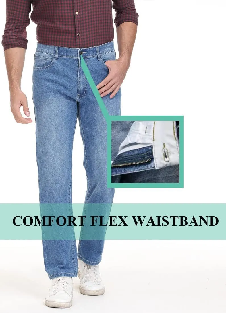 Soojun Men's Flex Waist Regular Fit Straight Leg Jeans
