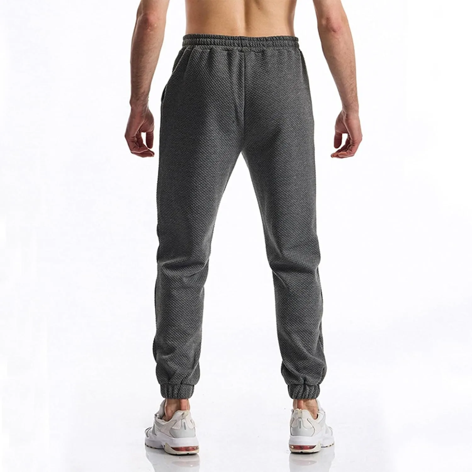WENKOMG1 Jacquard Sweatpants for Men Tapered Ankle Length Elastic Waist Drawstring Joggers Active Running Jogging Pants