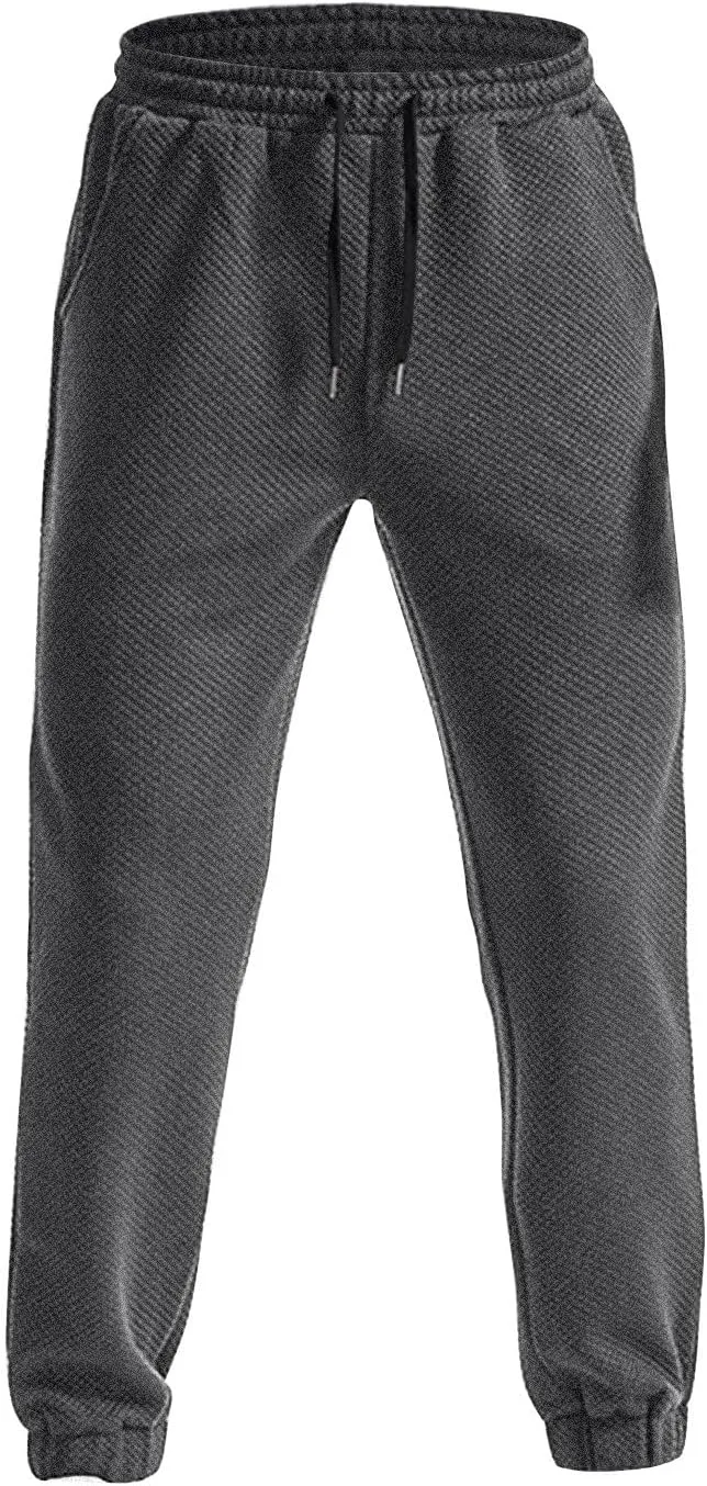 WENKOMG1 Jacquard Sweatpants for Men Tapered Ankle Length Elastic Waist Drawstring Joggers Active Running Jogging Pants