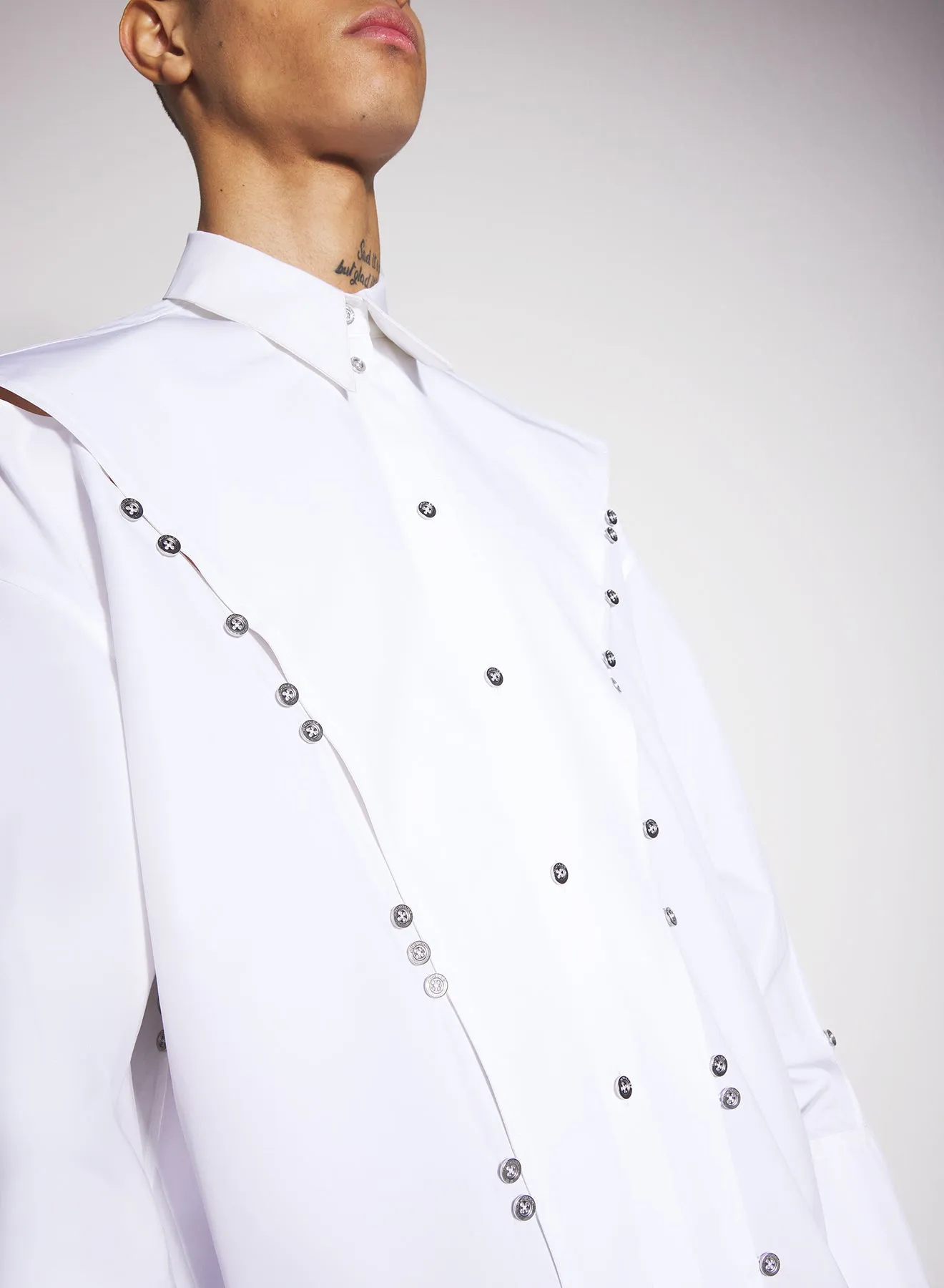 white poplin button shirt