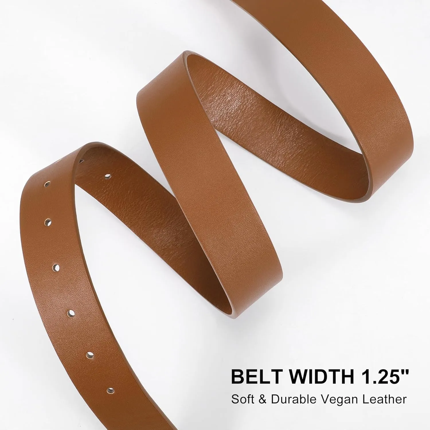 XZQTIVE Women Leather Belt with Circle Gold Buckle Fashion Ladies Waist Belt for Jeans Pants Dresses