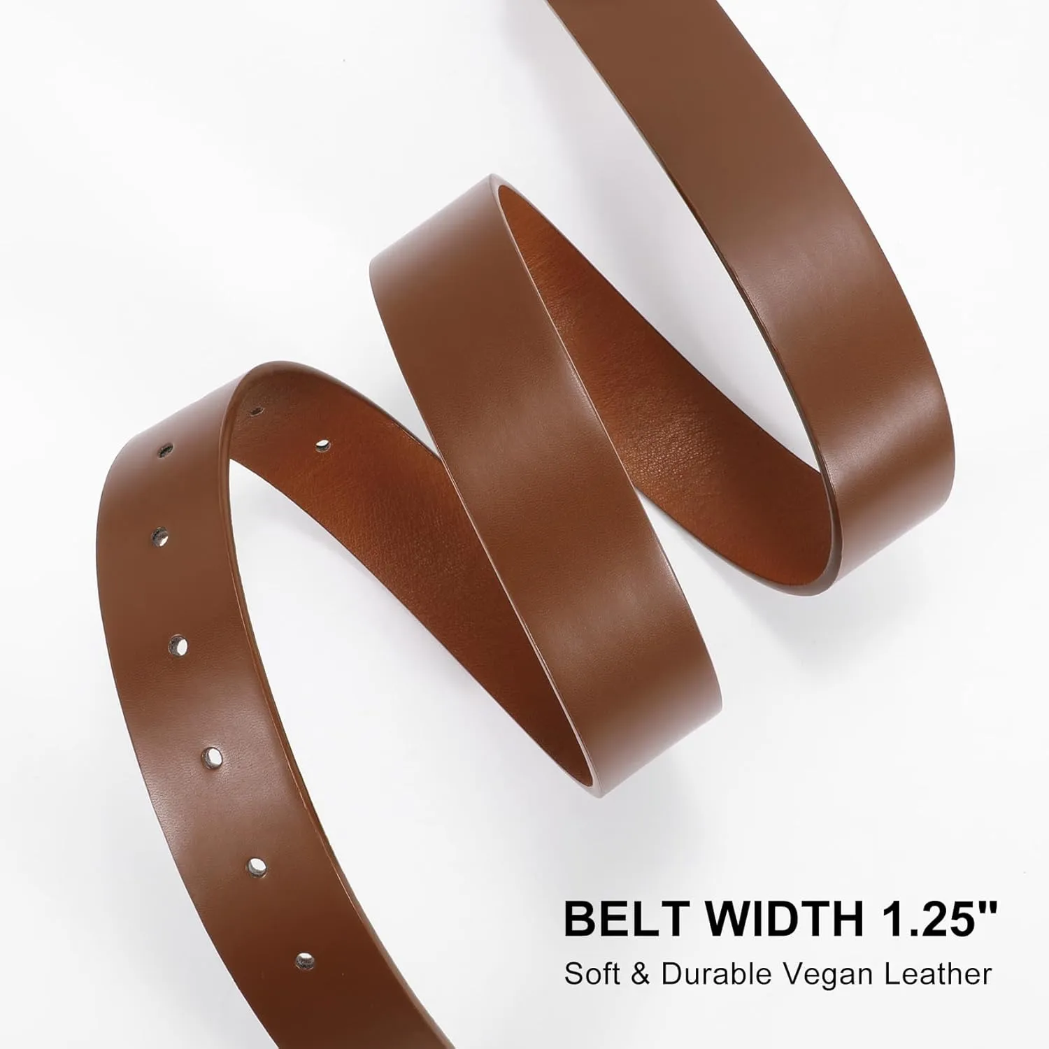 XZQTIVE Women Leather Belt with Circle Gold Buckle Fashion Ladies Waist Belt for Jeans Pants Dresses